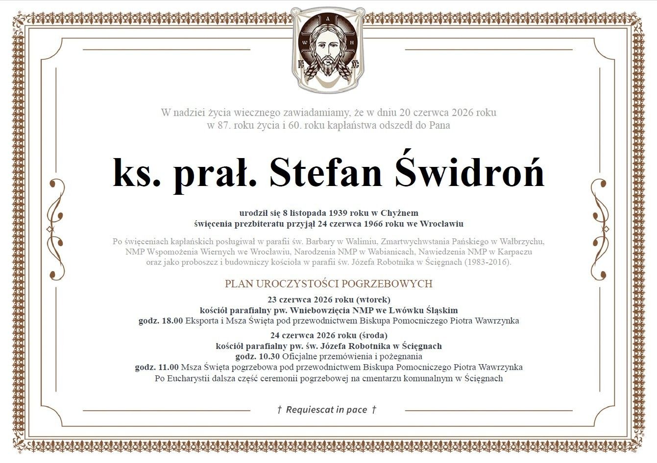 Ks. Stefan Świdroń - diecezja legnicka