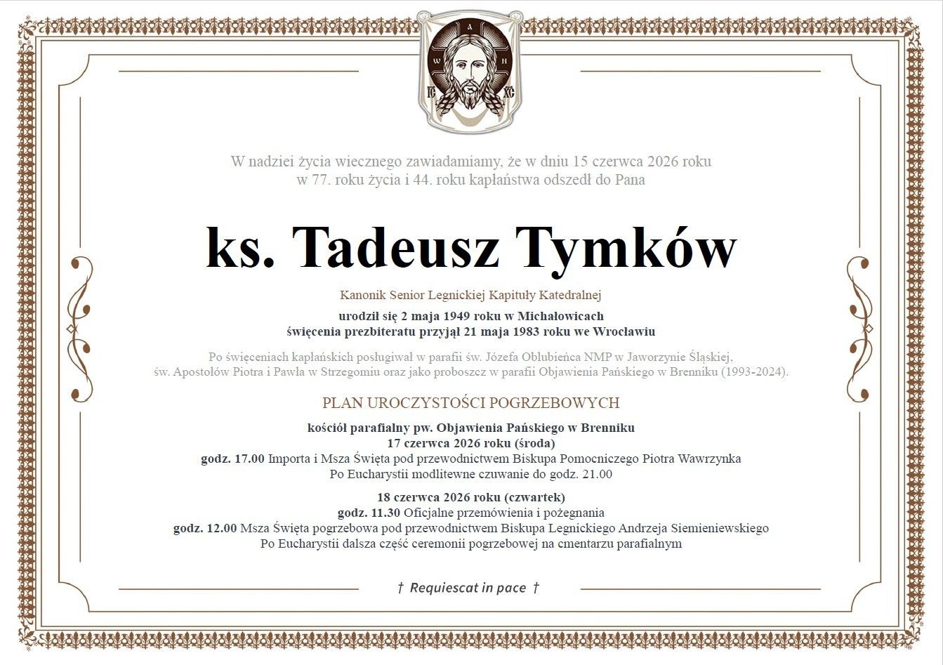 Ks. Tadeusz Tymków - diecezja legnicka