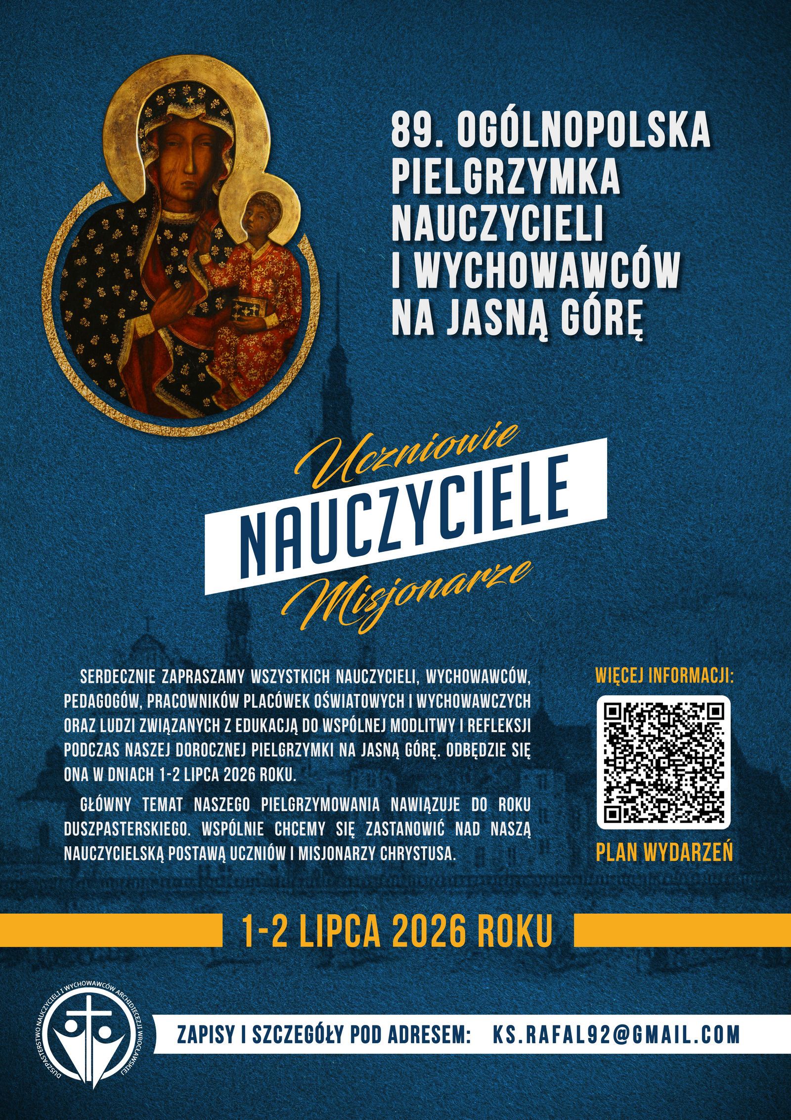 Pielgrzymka Nauczycieli i Wychowawców na Jasną Górę - 1-2 lipca 2026