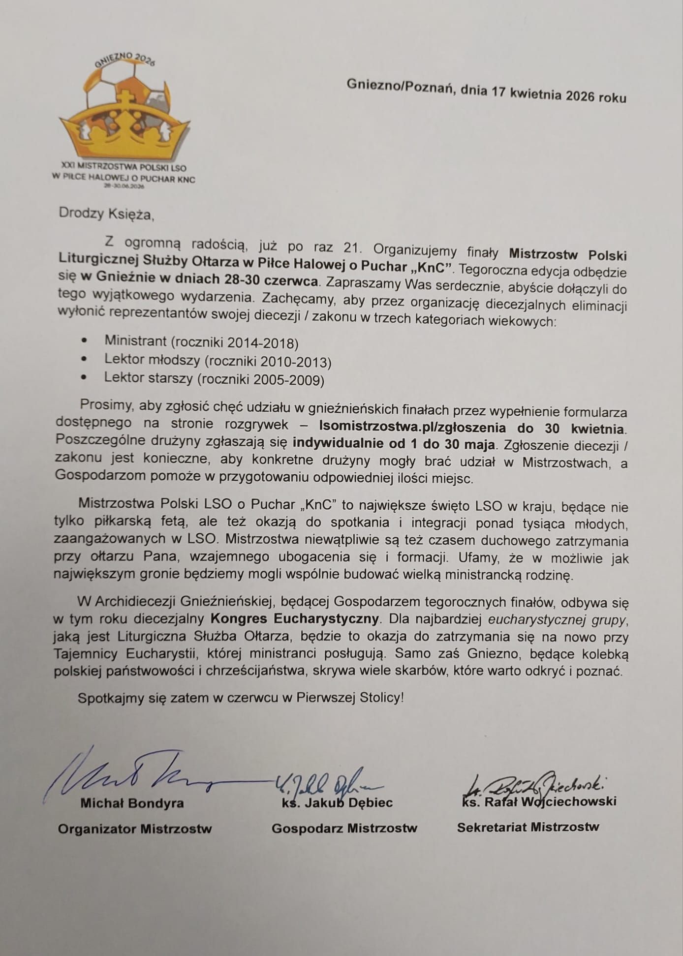 KOMUNIKATY WYDZIAŁU DUSZPASTERSKIEGO - 24.04.2026 r.