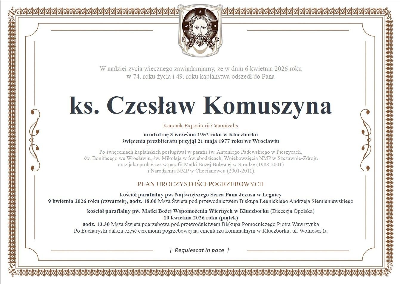Ks. Czesław Komuszyna - diecezja legnicka