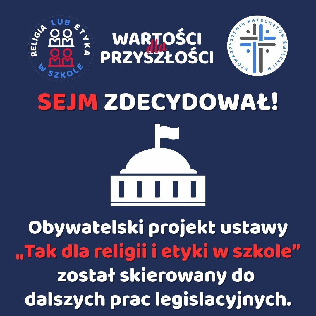 Obywatelski projekt ustawy „TAK dla religii i etyki w szkole”  - apel o modlitwę