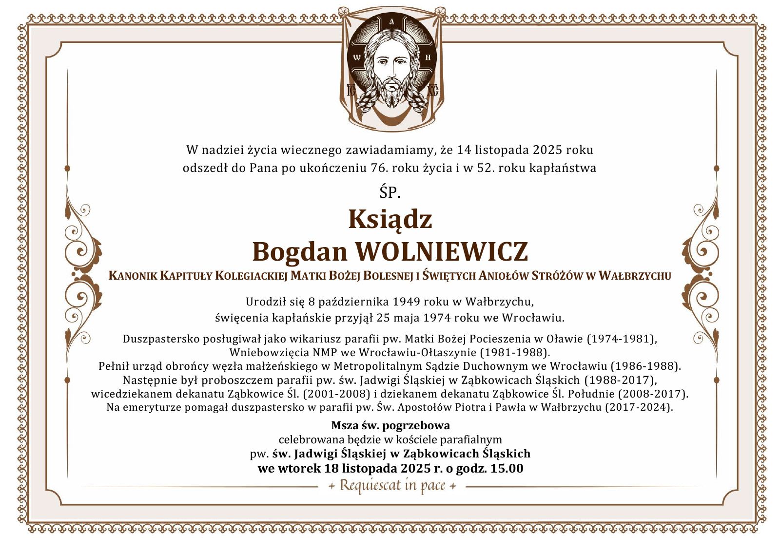 Pogrzeb Ks. Bogdana Wolniewicza