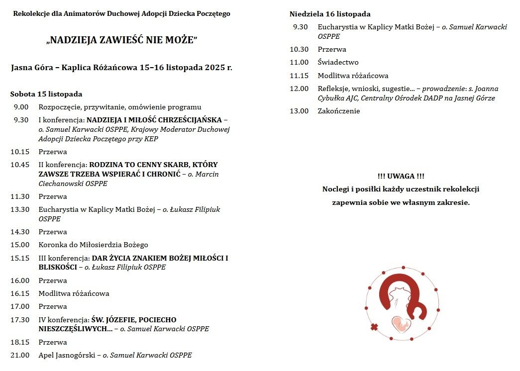 KOMUNIKATY WYDZIAŁU DUSZPASTERSKIEGO - 24.10.2025 r.