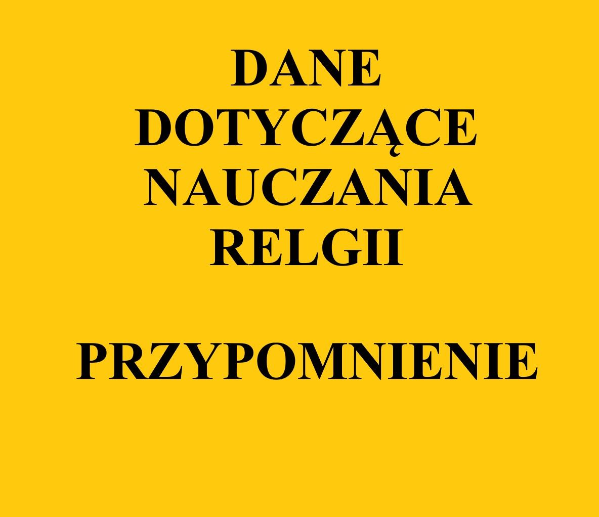 Dane - nauczanie religii