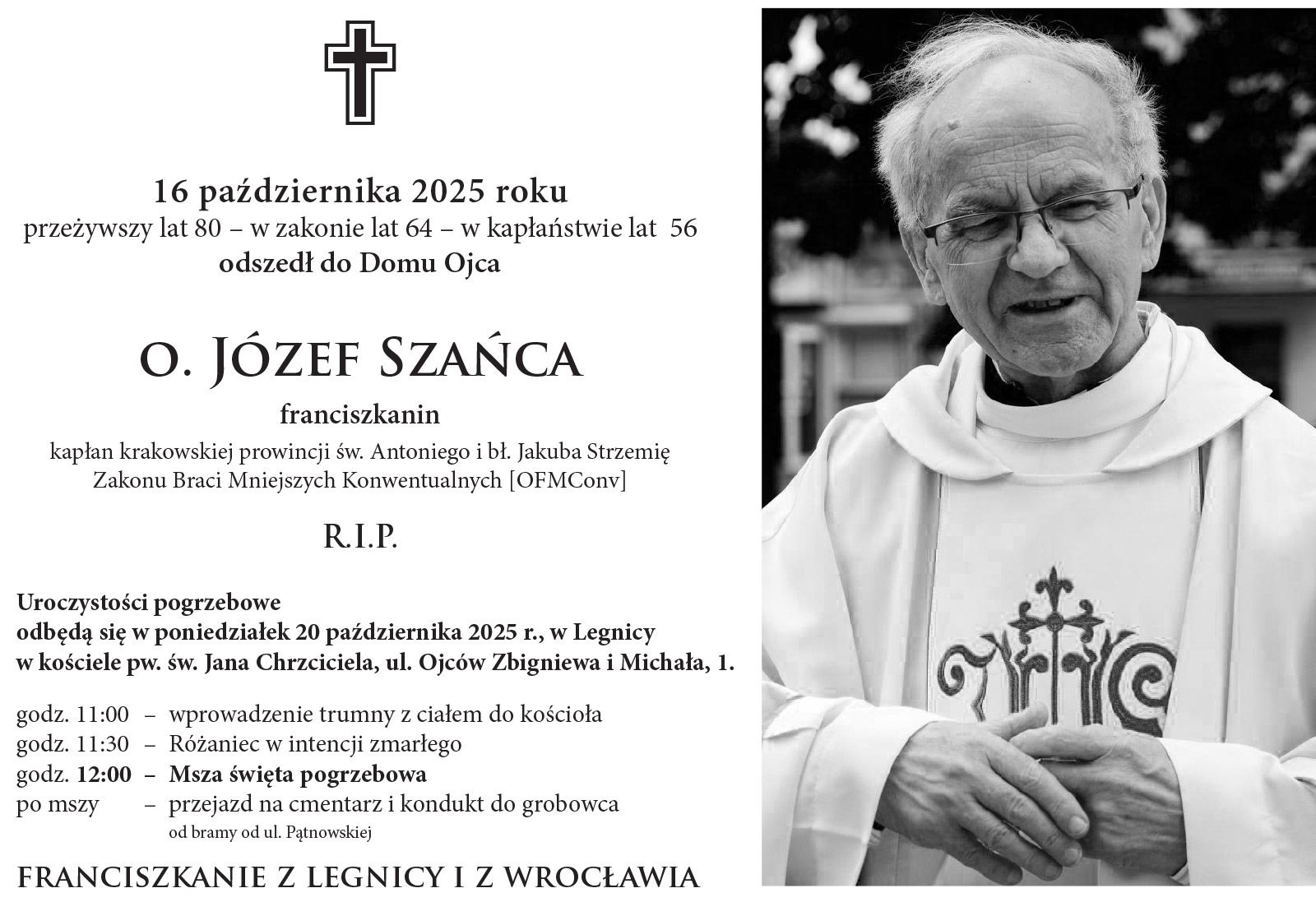 Pogrzeb o. Józefa Szańcy