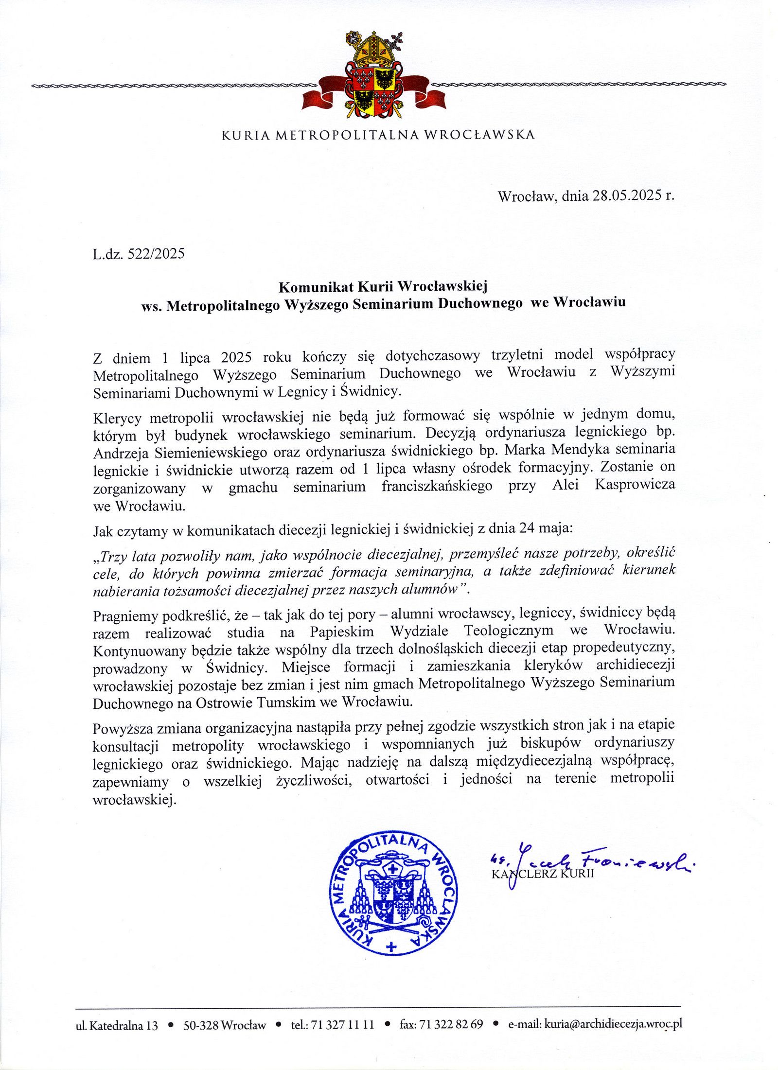 Komunikat w sp. MWSD