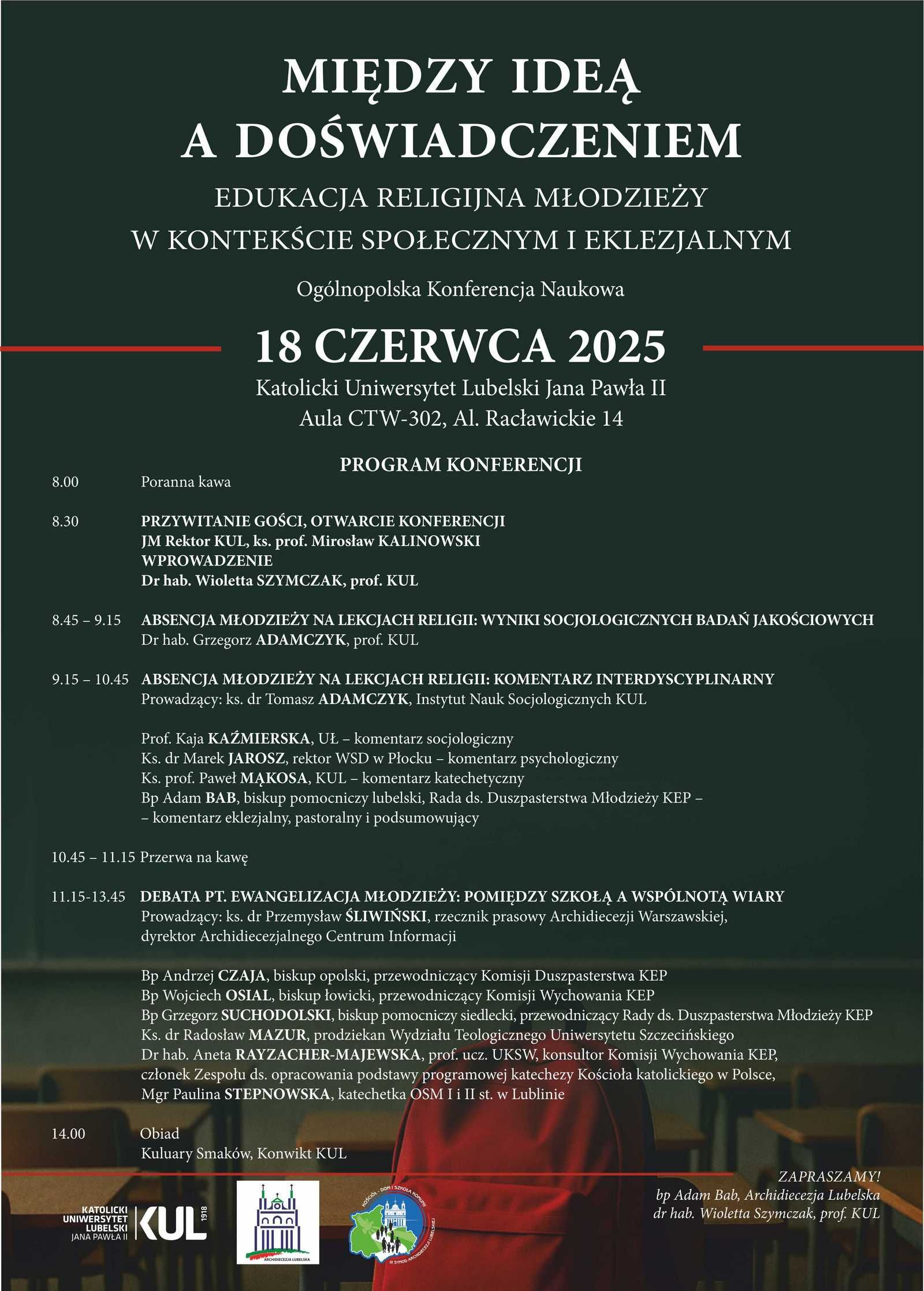 Ogólnopolska Konferencja Naukowa "Między ideą a doświadczeniem. Edukacja religijna młodzieży w kontekście społecznym i eklezjalnym" - 18 czerwca 2025