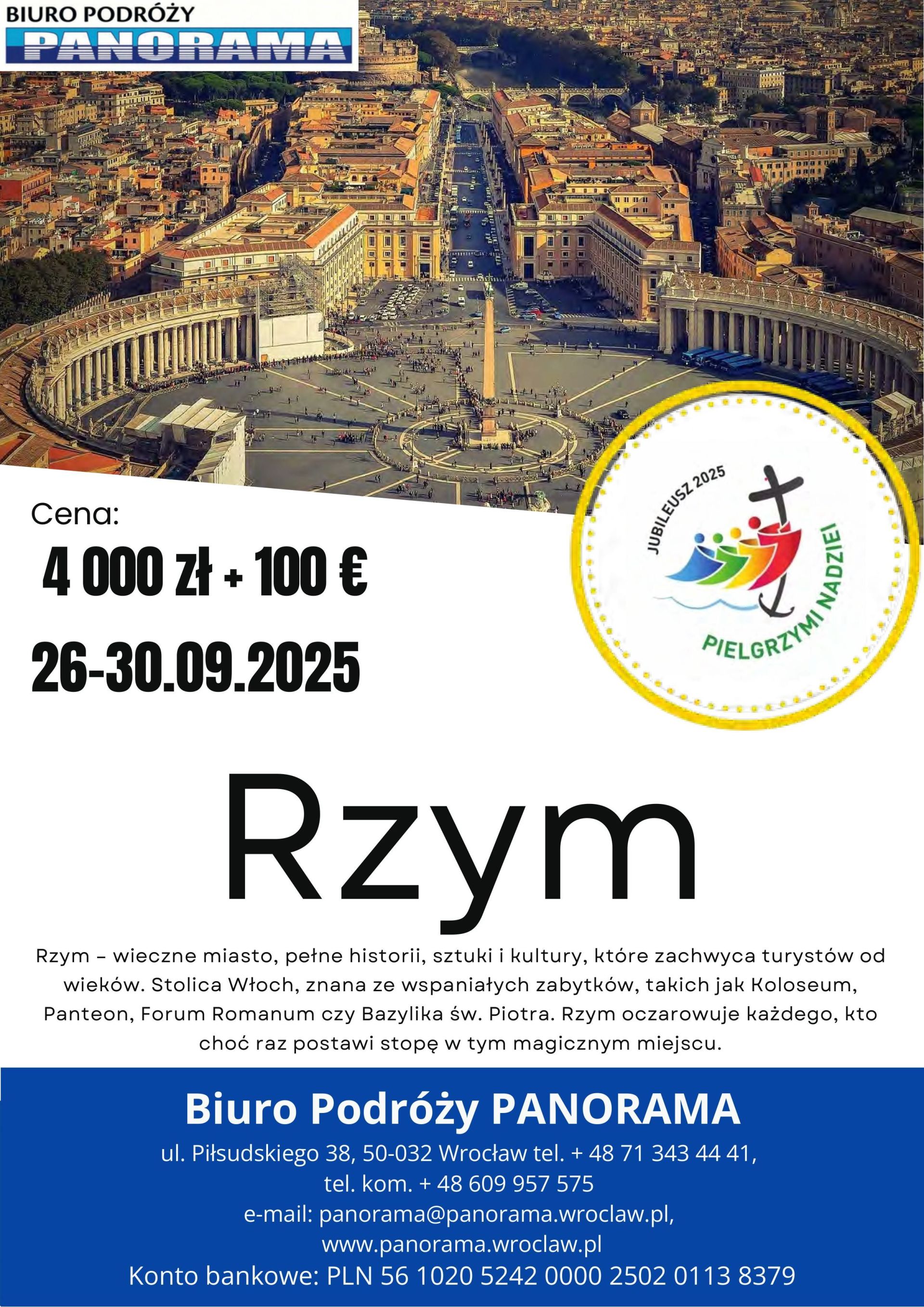Pielgrzymka do Rzymu w Roku Jubileuszu - 26-30 września 2025