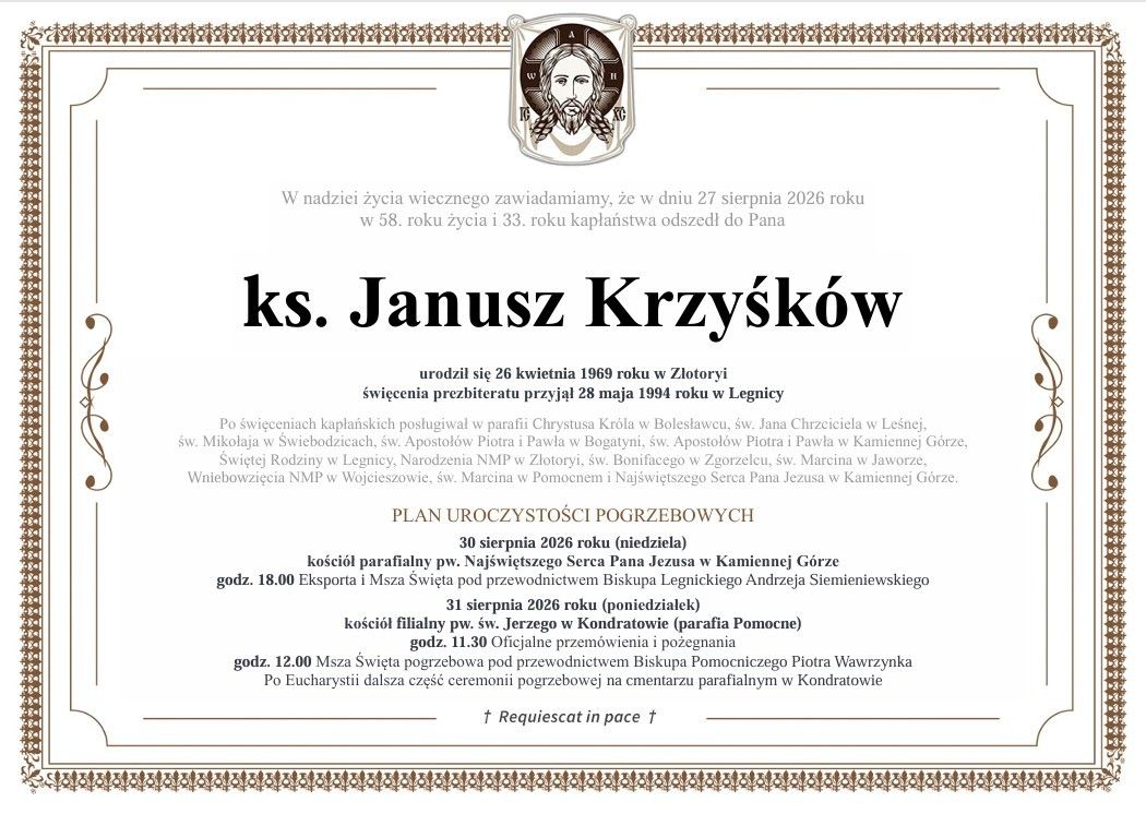 Ks. Janusz Krzyśków - diecezja legnicka