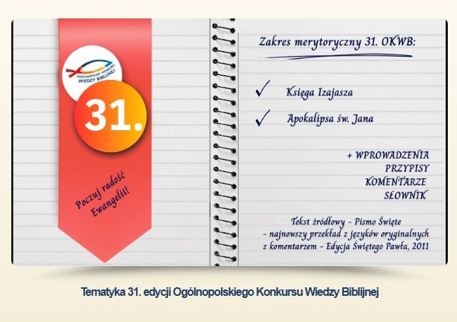 31 Ogólnopolski Konkurs Wiedzy Biblijnej - zakres tematyki